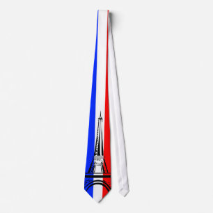 Flagge von Frankreich mit Eiffelturm Krawatte