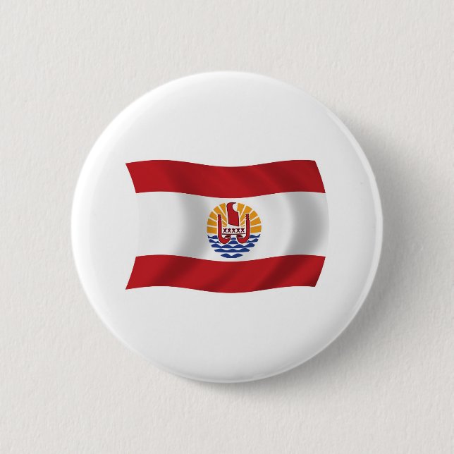 Flagge von Französisch-Polynesien Button (Vorderseite)