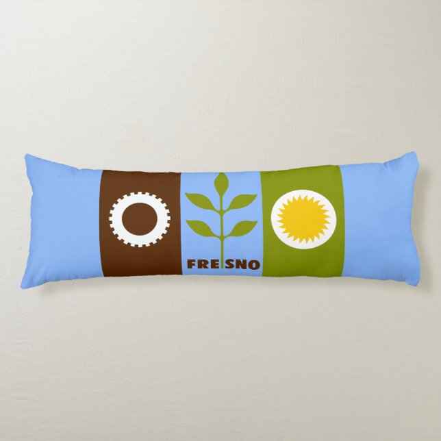 Flagge von Fresno, California Body Pillow Seitenschläferkissen (Vorderseite)