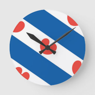Flagge von Friesland Runde Wanduhr