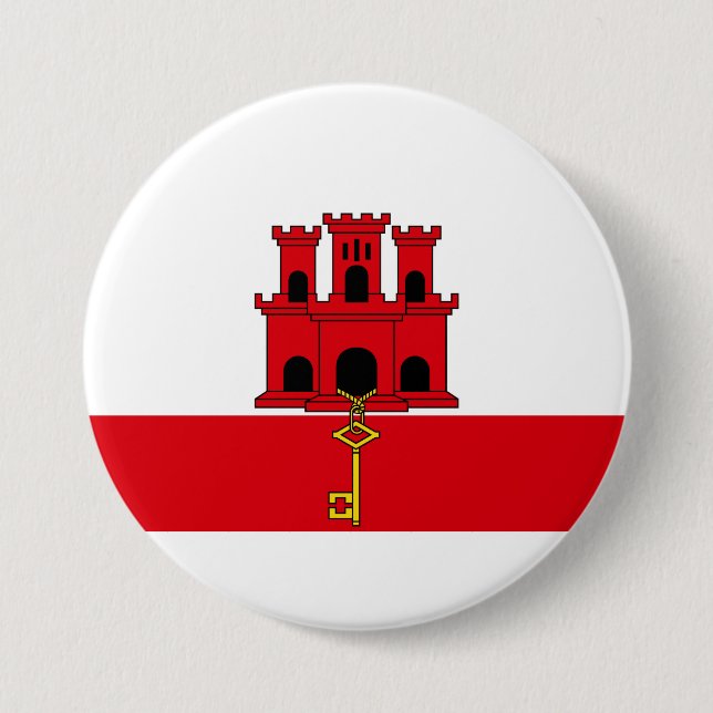Flagge von Gibraltar Button (Vorderseite)