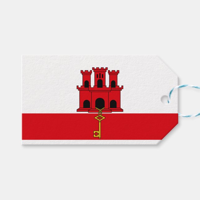 Flagge von Gibraltar Geschenkanhänger (Vorderseite (Horizontal))