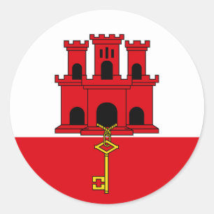 Flagge von Gibraltar Runder Aufkleber