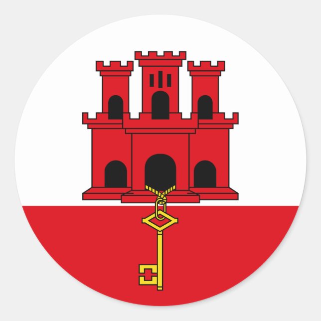 Flagge von Gibraltar Runder Aufkleber (Vorderseite)
