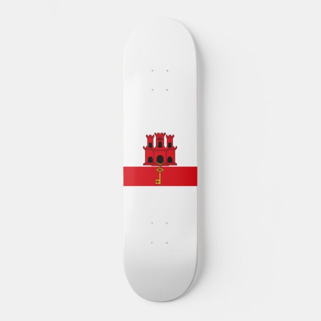 Flagge von Gibraltar Skateboard (Vorderseite)