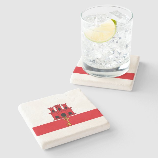 Flagge von Gibraltar Steinuntersetzer (Seitenansicht)