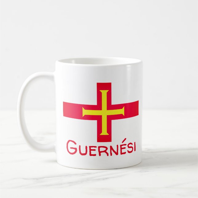 Flagge von Guernési Kaffeetasse (Links)