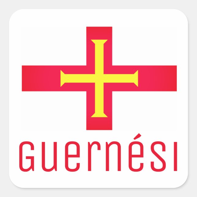 Flagge von Guernési Quadratischer Aufkleber (Vorderseite)
