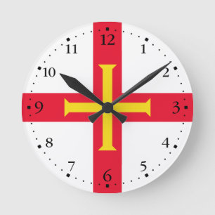 Flagge von Guernsey Runde Wanduhr