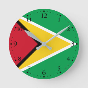 Flagge von Guyana Runde Wanduhr