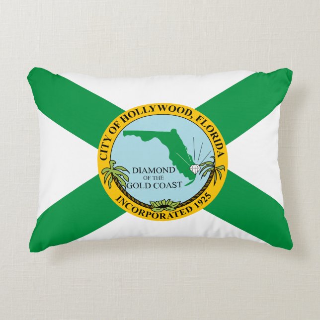 Flagge von Hollywood, Florida Dekokissen (Vorderseite)