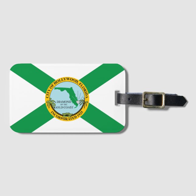 Flagge von Hollywood, Florida Gepäckanhänger (Vorderseite (Horizontal))
