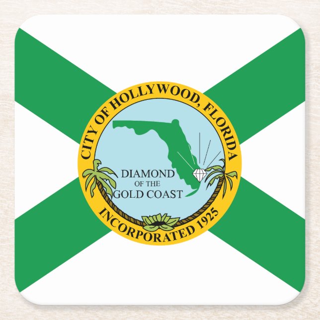 Flagge von Hollywood, Florida Rechteckiger Pappuntersetzer (Vorderseite)