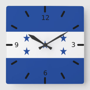 Flagge von Honduras Quadratische Wanduhr