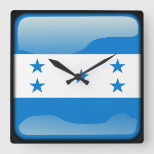Flagge von Honduras Quadratische Wanduhr