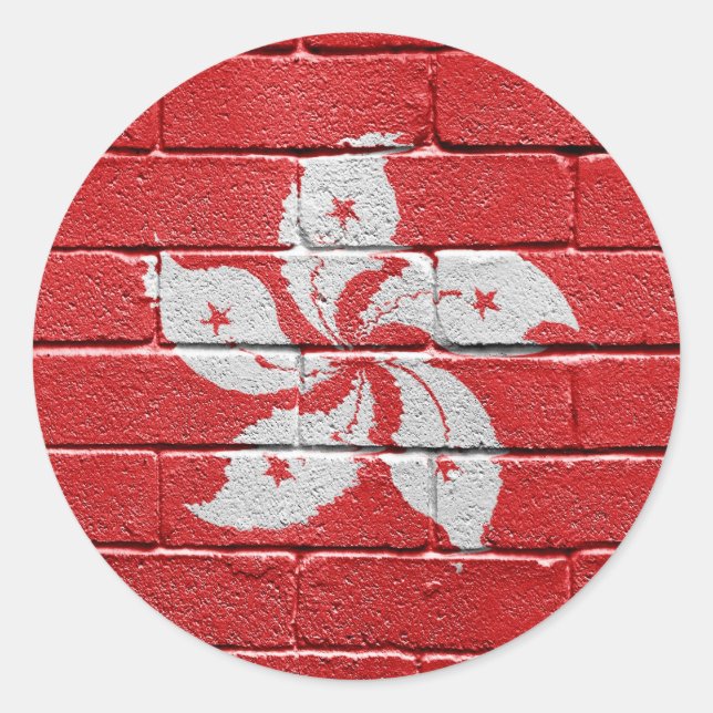 Flagge von Hongkong Runder Aufkleber (Vorderseite)