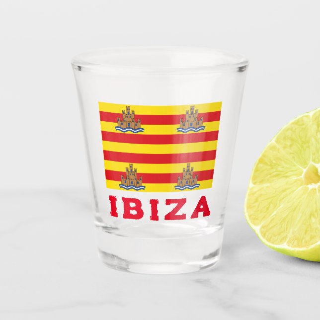 Flagge von Ibiza, SPANIEN Schnapsglas (Vorderseite)