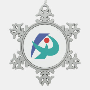Flagge von Iga, Mie, Japan Schneeflocken Zinn-Ornament