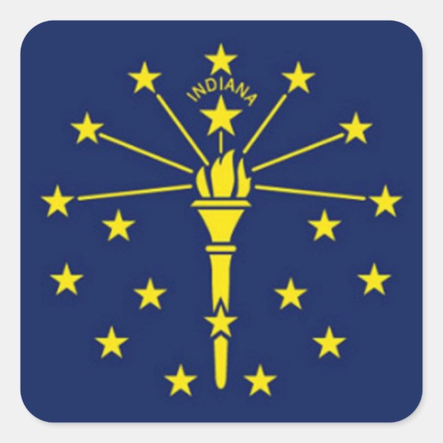 Flagge von Indiana Quadratischer Aufkleber (Vorderseite)