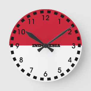 Flagge von Indonesien Runde Wanduhr