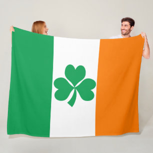Flagge von Irland-Kleeblatt groß Fleecedecke