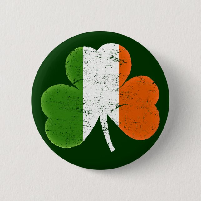 Flagge von Irland-Kleeblatt-Iren Button (Vorderseite)