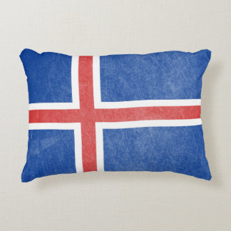 Flagge von Island Grunge Dekokissen