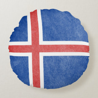 Flagge von Island Grunge Rundes Kissen