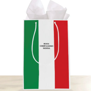 Flagge von Italien Buon Compleanno oder Benutzerde Mittlere Geschenktüte