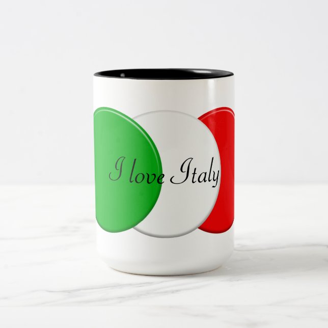 Flagge von Italien. I Liebe Italien Zweifarbige Tasse (Mittel)