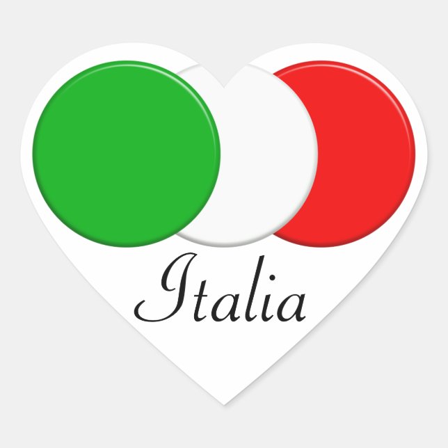 Flagge von Italien. in Liebe Italien. Herz-Aufkleber (Vorderseite)