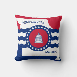 Flagge von Jefferson City, Missouri Throw Pillow Kissen