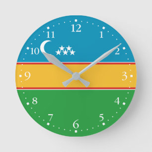 Flagge von Karakalpakstan Runde Wanduhr