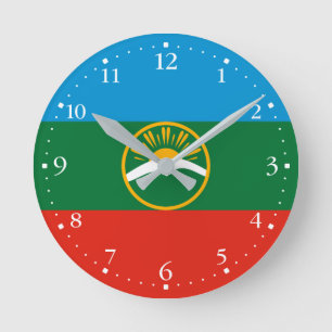 Flagge von Karatschai-Tscherkessien Runde Wanduhr