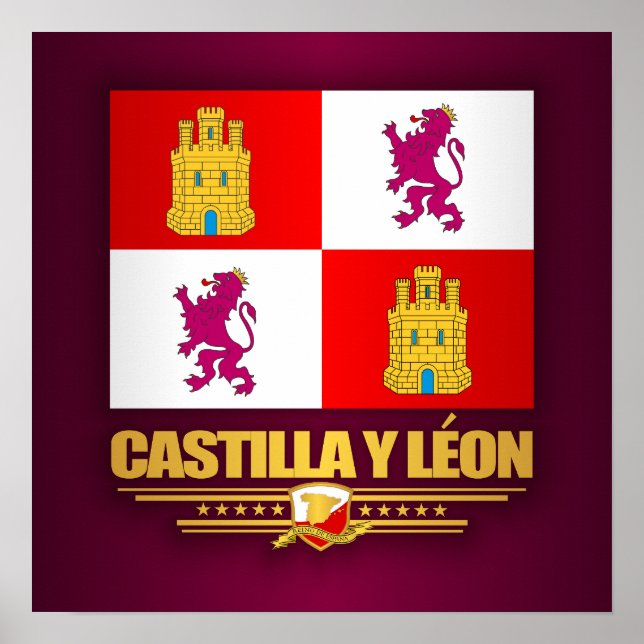 Flagge von Kastilien und Leon Poster (Vorne)