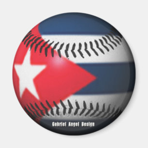 Flagge von Kuba auf einem Baseball Magnet