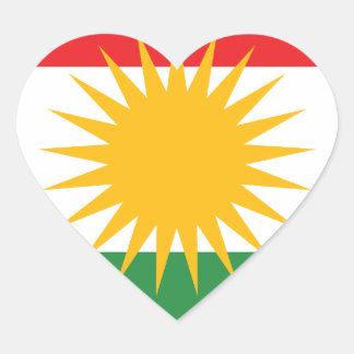 Flagge von Kurdistan; Kurde; Kurdisch Herz-Aufkleber
