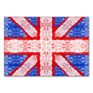 Flagge von Lace Union Jack England rot, weiß, blau Tischnummer