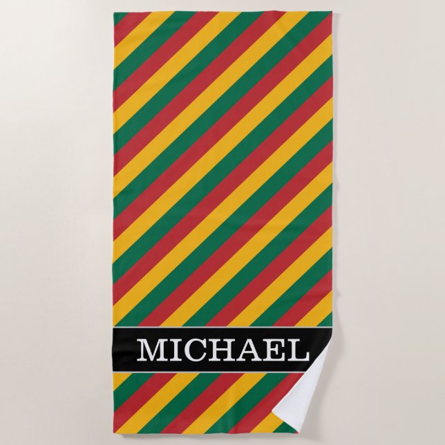 Flagge von Litauen inspirierte farbiges Strandtuch (Vorderseite)
