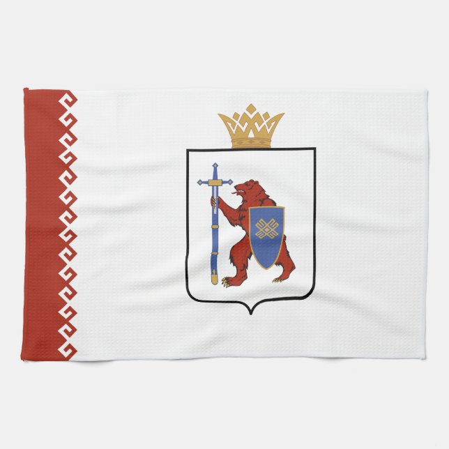 Flagge von Mari El Geschirrtuch (Horizontal)