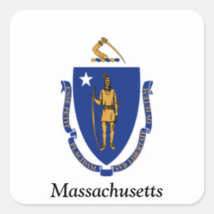 Flagge von Massachusetts Quadratischer Aufkleber
