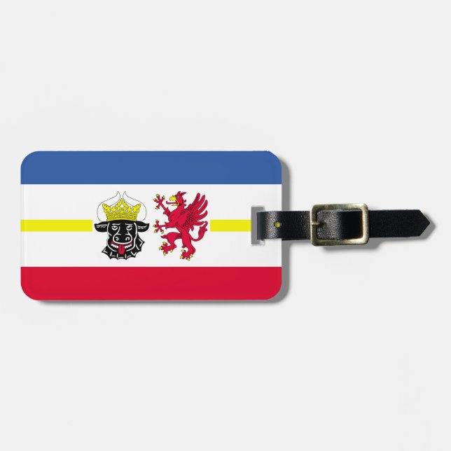 Flagge von Mecklenburg-Western Pommern Gepäckanhänger (Vorderseite horizontal)