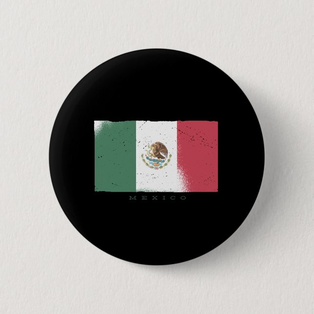 Flagge von Mexiko im Grunge-Stil Button (Vorderseite)