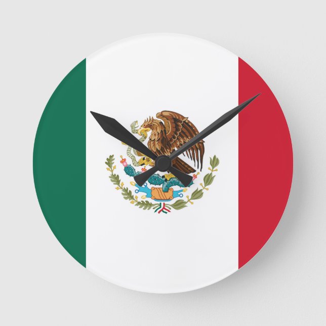 Flagge von Mexiko - mexikanische Flagge - Bandera Runde Wanduhr (Vorderseite)