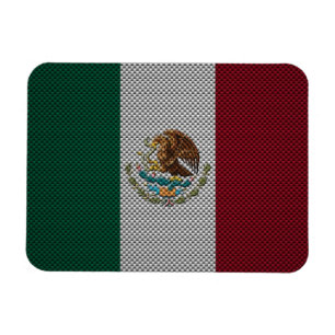 Flagge von Mexiko mit Kohlenstoff-Faser-Effekt Magnet