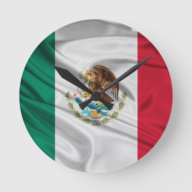 Flagge von Mexiko Runde Wanduhr (Vorderseite)