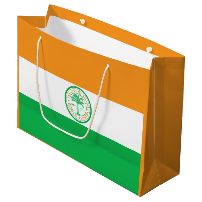 Flagge von Miami, Florida Große Geschenktasche Große Geschenktüte (Vorderseite Schrägansicht)