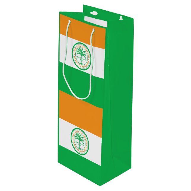 Flagge von Miami, Florida Weinbeutel Geschenktüte Für Weinflaschen (Vorderseite Schrägansicht)