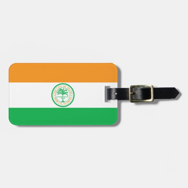 Flagge von Miami, Gepäckmarke von Florida Gepäckanhänger (Vorderseite horizontal)