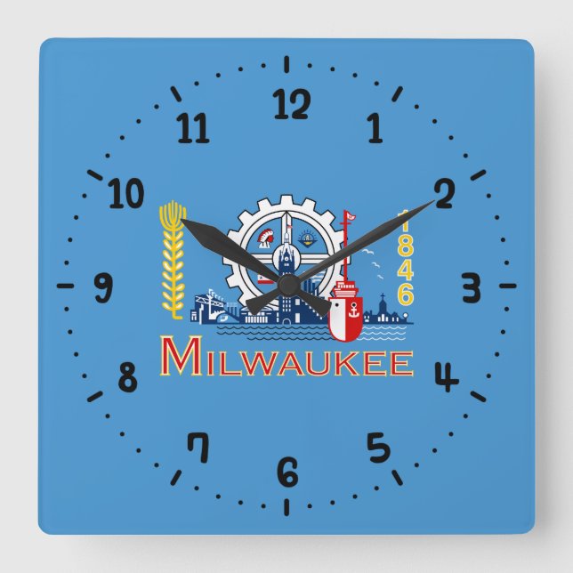 Flagge von Milwaukee, Uhr der Wisconsin-Platz (Vorderseite)